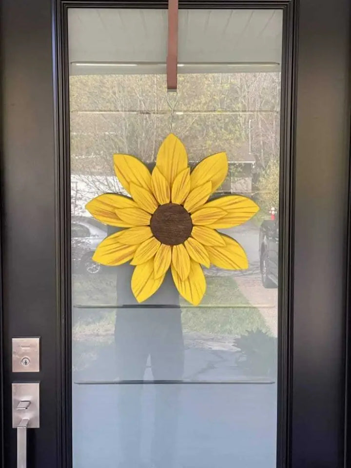 Handcrafted wooden sunflower front  door decoration 