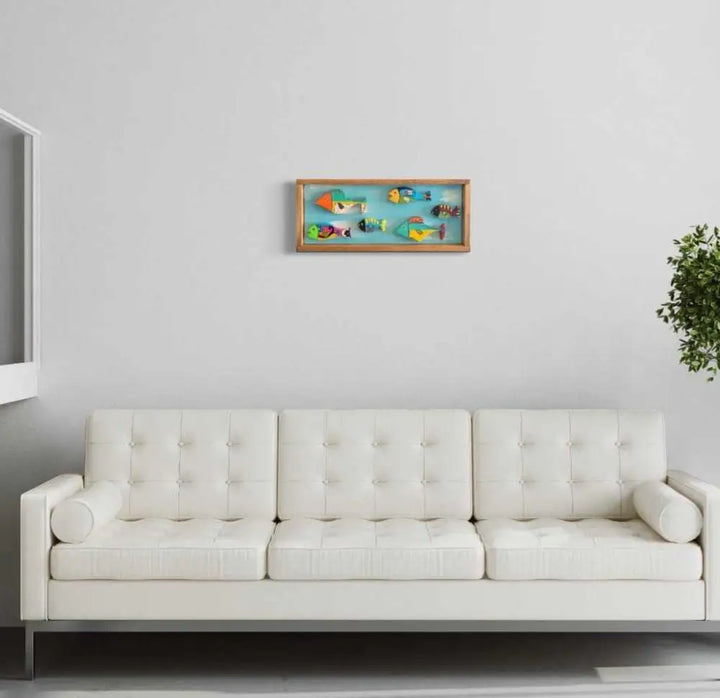 Folk Art Framed Handmade Framed  Fish - Colorful and Durable Wall Art