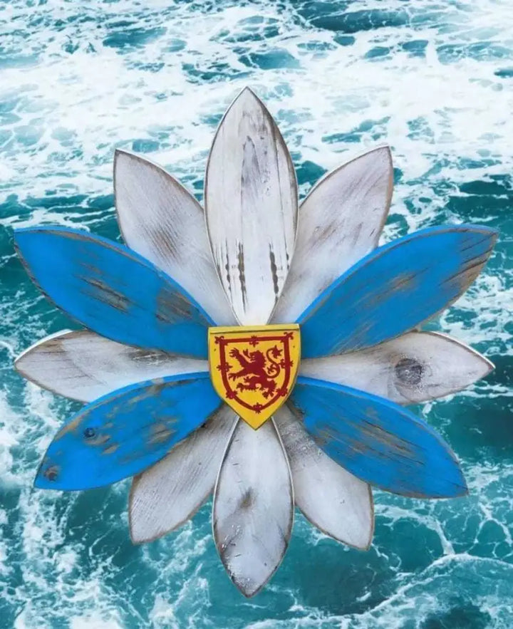 Handmade Nova Scotia Flag Wood Flower Provincial Art & Decor