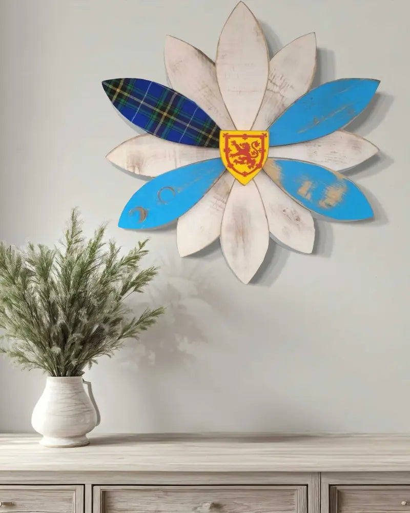 Handmade Nova Scotia Flag Wood Flower Provincial Art & Decor