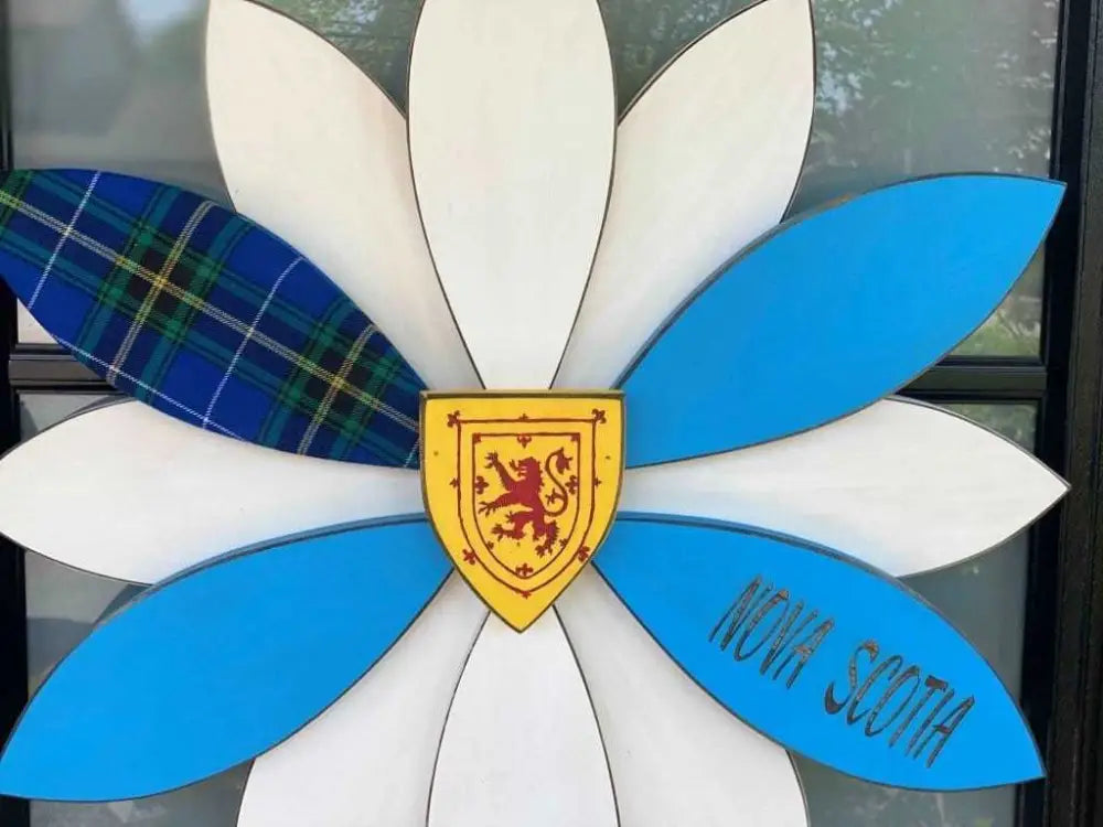 Handmade Nova Scotia Flag Wood Flower Provincial Art & Decor