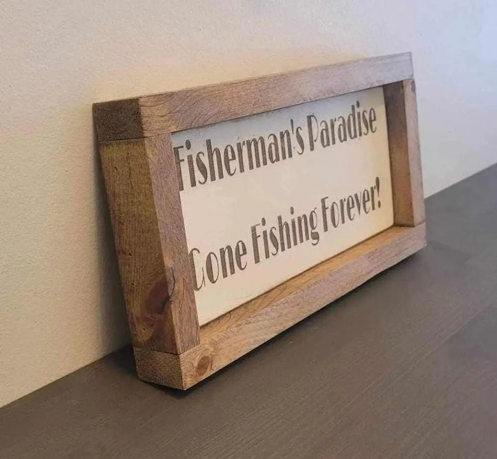 Laser engraved wood sign for outdoor enthusiasts, featuring a rustic design perfect for hunters and fishers.