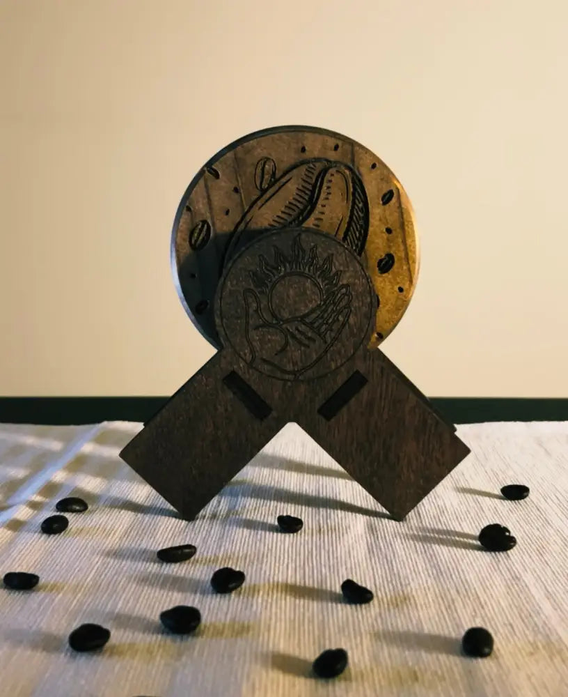 Morning Ritual Wood Coaster Set – Engraved Natural Coasters