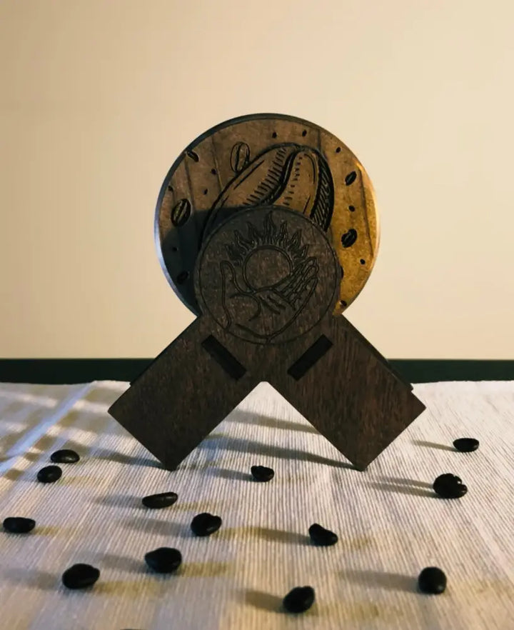 Morning Ritual Wood Coaster Set – Engraved Natural Coasters