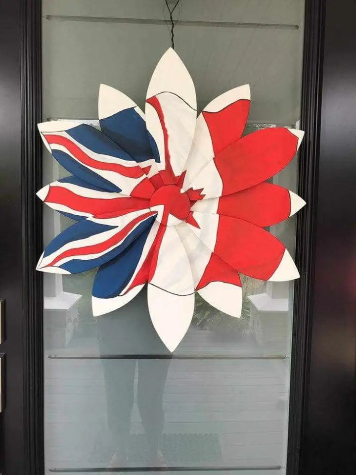 Handcrafted wooden flower art with tartan design, made from pine wood and painted with durable Benjamin Moore Aura paints. Suitable for indoor and outdoor use.