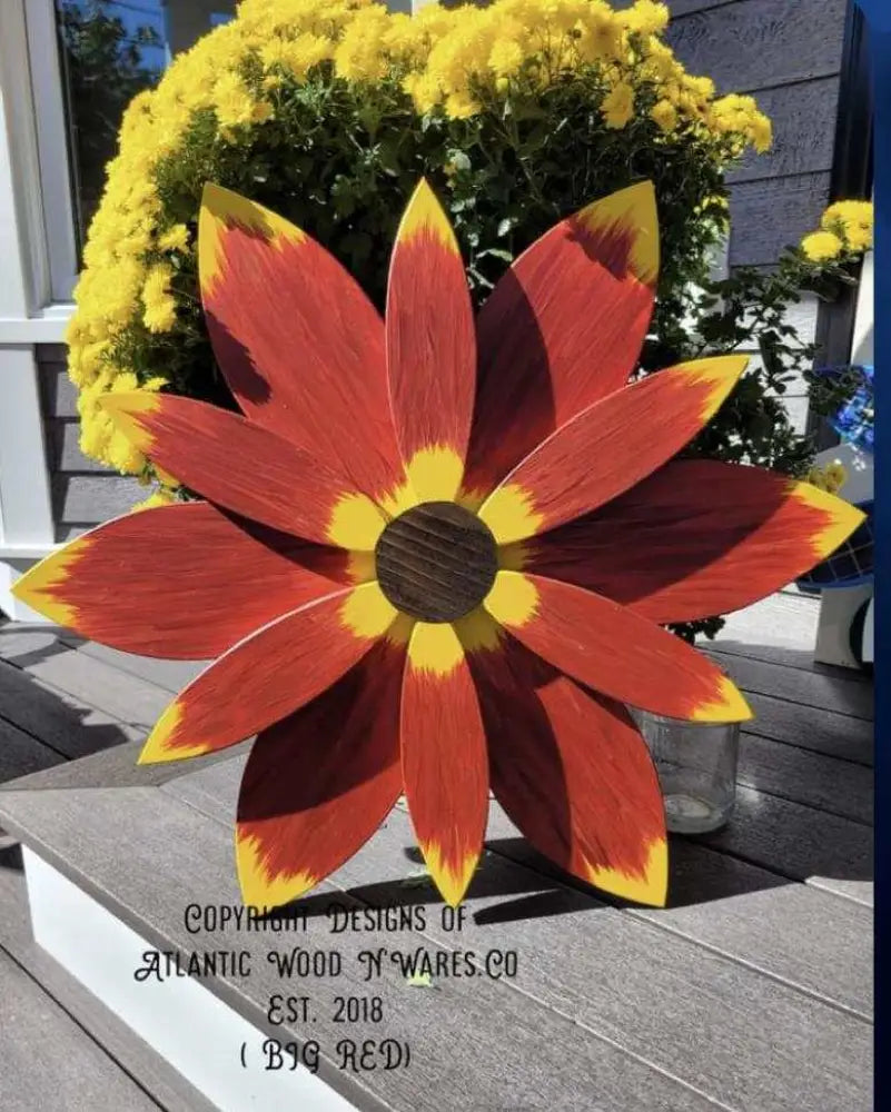 Exterior Door Decor Stunning Wooden Sunflower - 'Big Red'