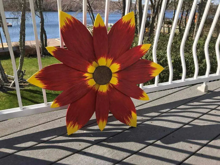 Exterior Door Decor Stunning Wooden Sunflower - 'Big Red'
