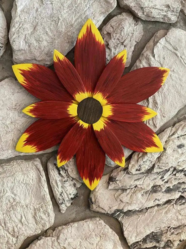 Exterior Door Decor Stunning Wooden Sunflower - 'Big Red'