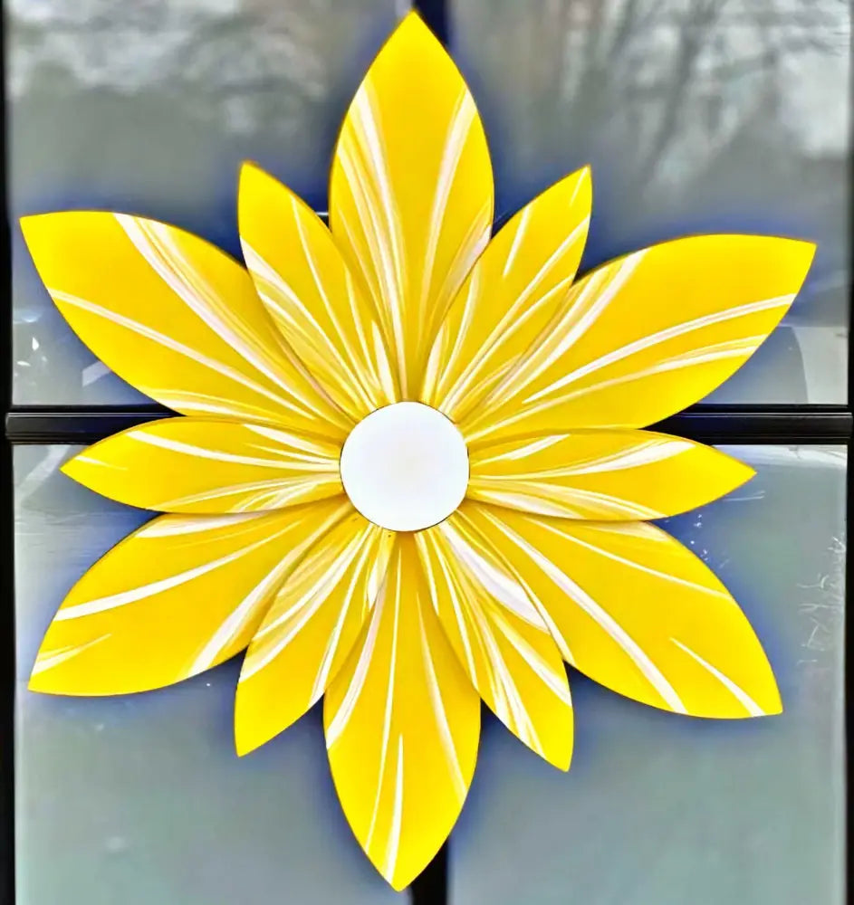 Sun Kissed Beauty wooden flower, handcrafted and brightly painted, perfect for home decor.